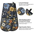 thumbnail image 2 of Yayeee Double Oven Mitt Kitchen Heat Resistant Baking 35" x7" Quilted Glove, Navy Floral Pattern, 2 of 6
