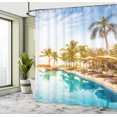 thumbnail image 5 of Ambesonne Landscape Shower Curtain, Poolside Exotic Island, 69"Wx70"L, Multicolor, 5 of 5