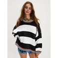 thumbnail image 5 of Vintage Sweaters for Women Crewneck Long Sleeve Preppy Oversized Knit Pullover Tops White S, 5 of 6