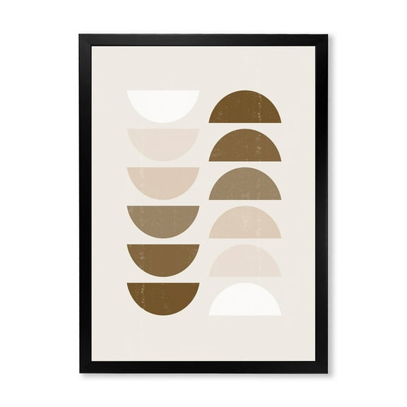Designart 'Abstract Moon and Sun Geometrics In Terracotta II' Modern Framed Art Print