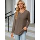 thumbnail image 5 of Blusas de Larga con Cuello Redondo para Mujer, Blusas Holgadas con Botones para Otoño e Invierno 2025. Color Café S, 5 of 10