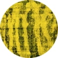 thumbnail image 1 of Ahgly Company Machine Washable Indoor Round Abstract Yellow Modern Area Rugs, 5' Round, 1 of 4