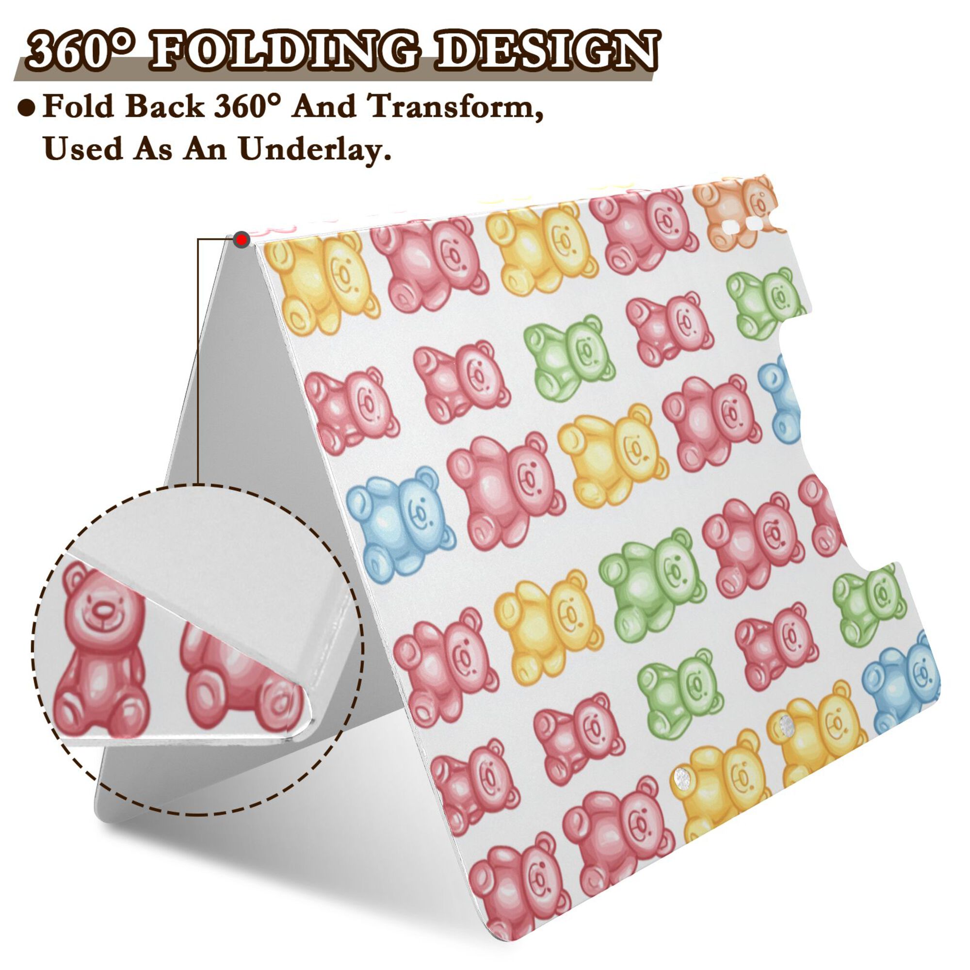FORMRS A4 Clipboard Folder with Pen Holder Horizontal Foldable School Office Binder, Gummy Bear Pattern