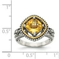 thumbnail image 4 of 14K Two-Tone Gold Ring Band Gemstone Yellow Citrine Cushion, 4 of 6
