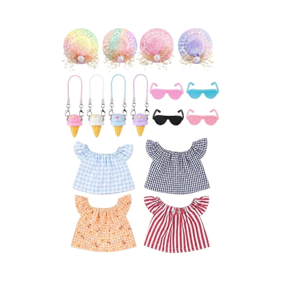 4 Set of Desk Goose Outfits,7 Inch Desk Goose Clothes Accessories Include Hat Pendant Glasses & Clothes,16 Pieces of Clothing Match Freely