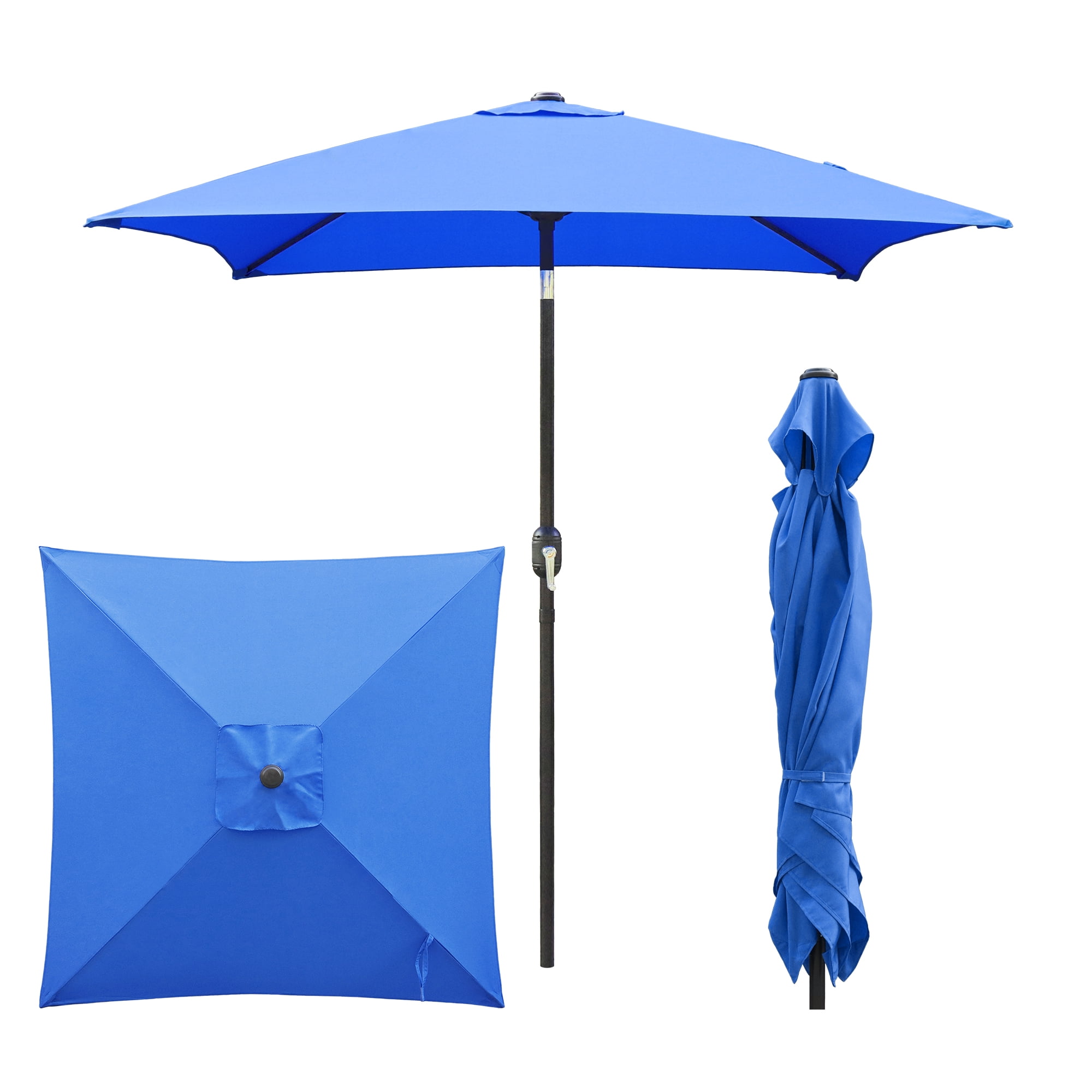 Abble 6.5FT Square Outdoor Patio Umbrella with Push Button Tilt and Crank Handle, Market Umbrella for Garden Deck Backyard Pool, Royal Blue