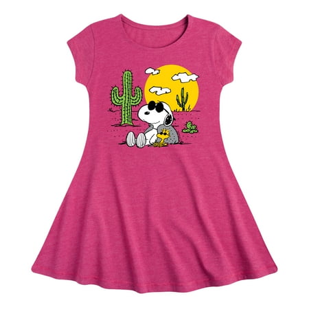 

Peanuts - Snoopy & Woodstock - Toddler And Youth Girls Fit And Flare Dress