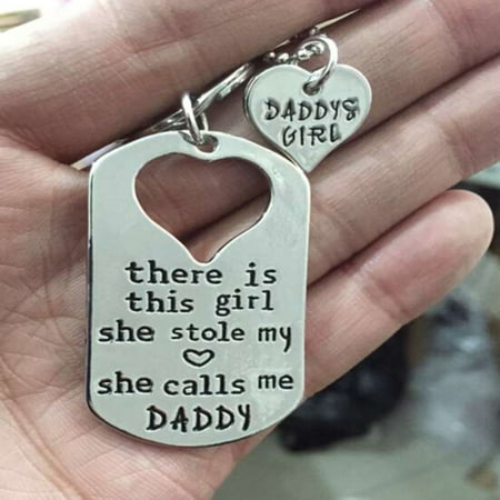 Twin Girls Gift - Silver Plated Twin Keychain Necklace Daddy Daughter Dad Father Girls Gift Jewelry