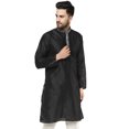 thumbnail image 6 of SKAVIJ Men's Indian Art Silk Kurta Wedding Party Casual Long Shirt (Small, Black), 6 of 6