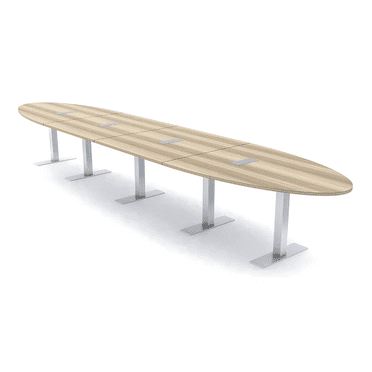 18X4 Modular Conference Table Oval Shape Metal Bases Electrical Units