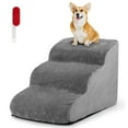 thumbnail image 4 of Gymax 3-Tier Foam Dog Ramp Non-Slip Dog Steps Soft Pet Stairs Ladder for High Sofa Bed, 4 of 10