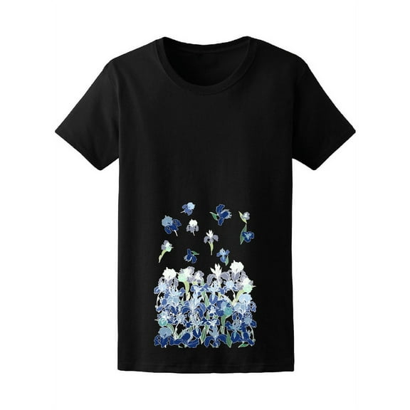 Smartprints Womens Graphic Tee - Japanese Iris Flower Painting - Regular Fit 100% Cotton