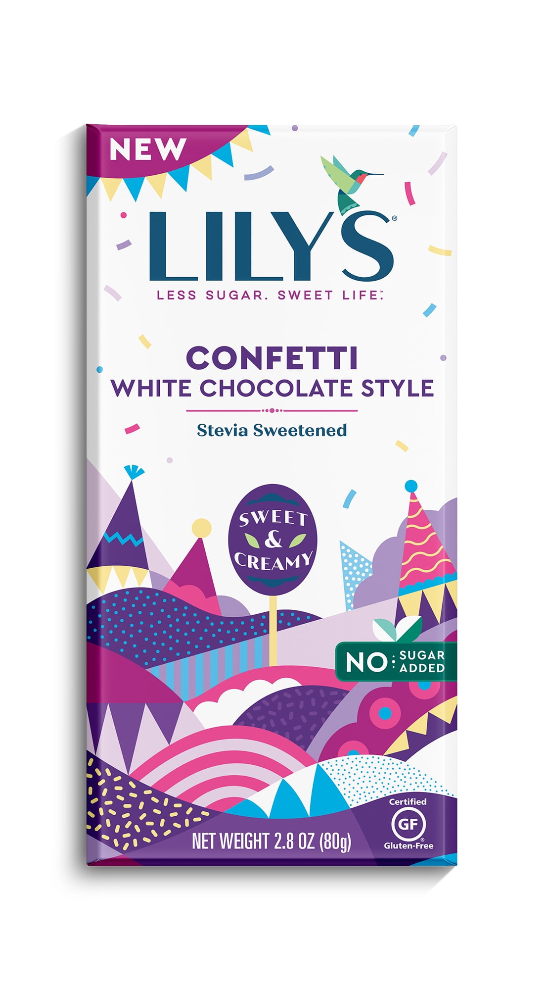 Lily's Confetti White Chocolate Style Bar, 2.8 oz