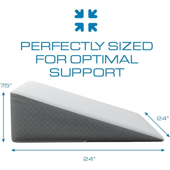 Bed Wedge Pillow for Sleep Apnea, FSA Eligible Acid Reflux, and Back Pain Relief, with Chic Jacquard Cover - Headboard Wedges for Sleeping (Standard Width 7.5" Height)
