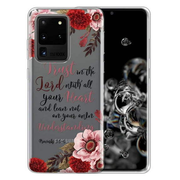 FINCIBO Soft TPU Clear Case Slim Protective Cover for Samsung Galaxy S20 Ultra 6.9" 2020 (NOT FIT S20 6.2", S20+ Plus 6.7"), Christian Quotes Proverbs 3:5-6