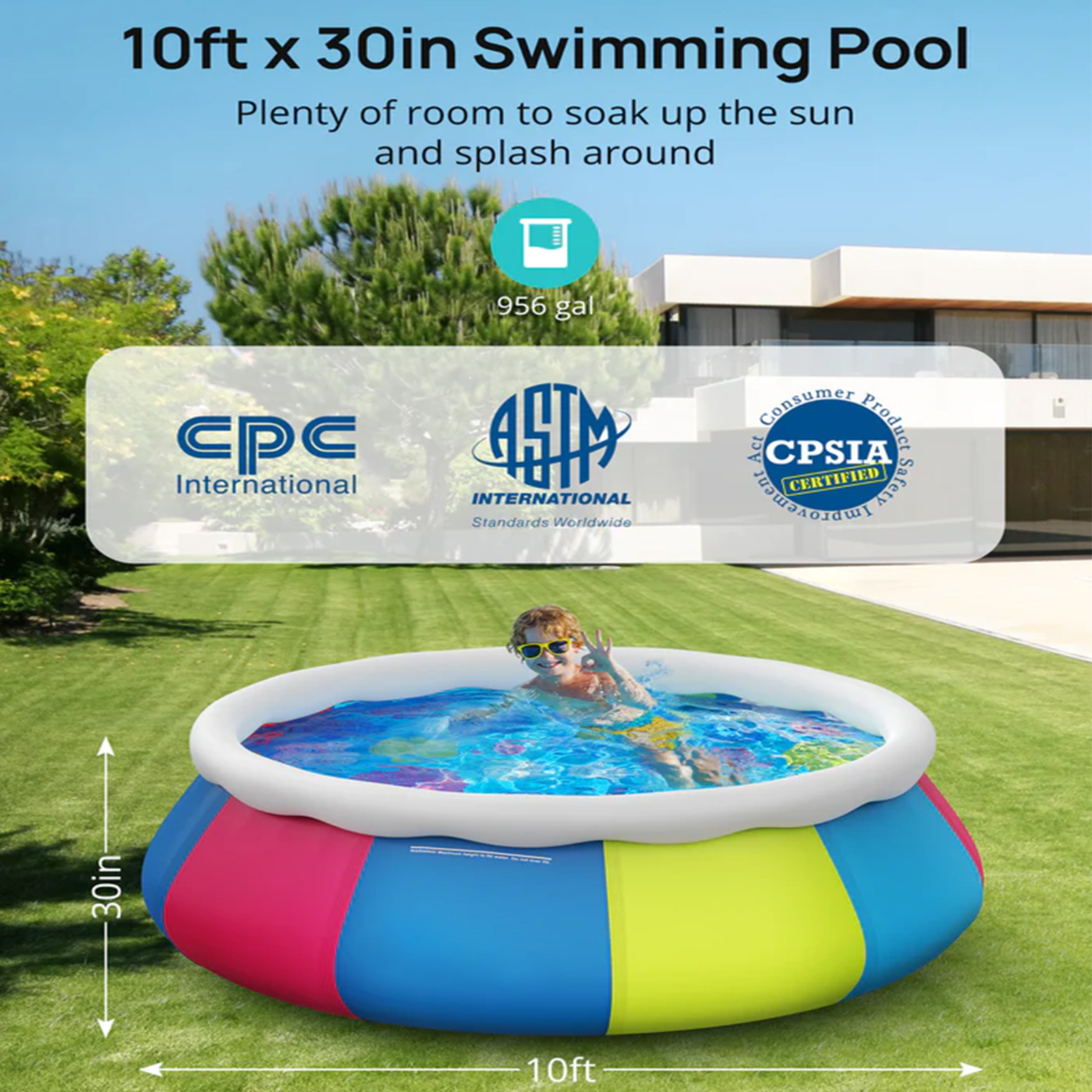 Family 10ft x 30in Above Ground Inflatable Round Swimming Pool - image 3 of 7