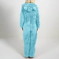 thumbnail image 4 of QATAINLAV Womens Cute Bear Onesie Hoodie Winter Sherpa Warm Adult Pajamas Solid Color Plush Hooded Jumpsuits Sleepwear, Light Blue, XL, 4 of 7
