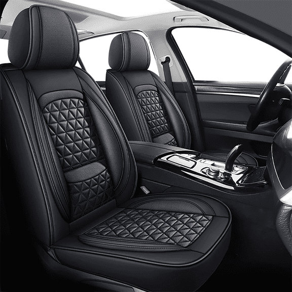 AQBDDBQ Car Seat Covers Front Seats Fit for Nissan Rogue 2008-2026 Waterproof Leather Seat Covers Comfort Car Seat Protector with Lumbar Support Black,Front Set(2 Seats)