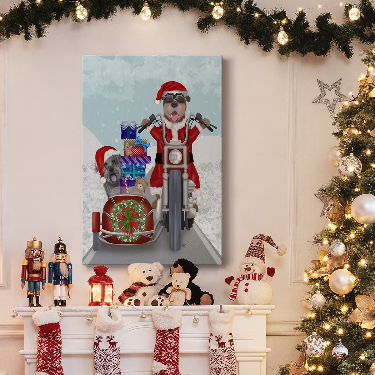 Christmas Mutts Christmas Chopper- Gallery Wrapped Canvas
