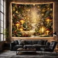thumbnail image 5 of Snowy Forest Path Among Mushrooms and Golden Lanterns, Cozy Fantasy for Nature Lovers, Winter Woodland Decor, Christmas Gift, Tapestry Wall Hanging for Bedroom and Living Room, 5 of 6