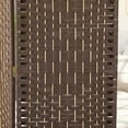 thumbnail image 2 of Topcobe Folding Room Divider Screen 4 Panel 6' Tall Privacy Screen Freestanding Wood Partition for Home Office, Privacy Screen, Partition Room Dividers for Home, Apartment, Brown, 2 of 7