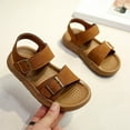 thumbnail image 6 of SERTG Boys Summer Beach Sandals Vintage Hook and Loop Shoes Soft Sole Casual Footwear for Outdoor Play and Daily Use Comfortable Walking Shoes for Kids(Brown,4-4.5 Years), 6 of 9