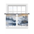 thumbnail image 7 of Navy Blue Mountain Sheer Curtains 54 Inch Length 2 Panels Set, Modern Abstract Art Tree Voile Window Treatment Rod Pocket Short Kitchen Curtains Drapes for Bedroom 52"x54"x2, 7 of 7
