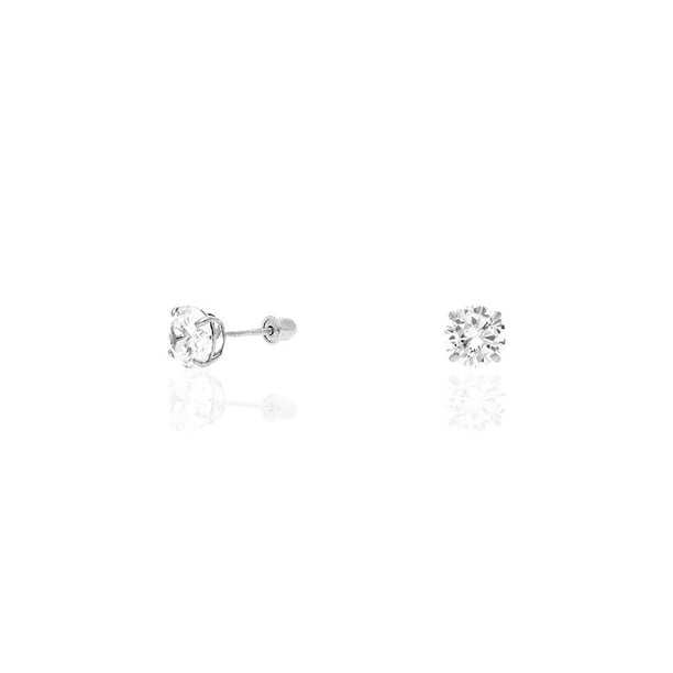 14k White Gold Created Diamond Stud Screw Back Earrings 0.10Ct4Ct