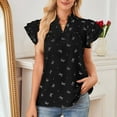 thumbnail image 4 of Inverlee Women's Ruffle Short Sleeve Shirts Trendy Bow Print V Neck Blouse Dressy Casual Cute Tunic Tops, 4 of 7