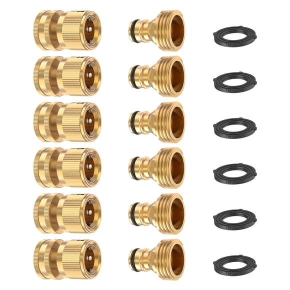 Conector rápido para manguera de jardín Kesfitt de latón macizo 3/4 GHT (6 juegos)
