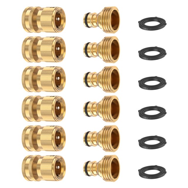 Conector rápido para manguera de jardín Kesfitt de latón macizo 3/4 GHT (6 juegos)