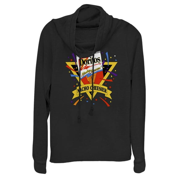Junior's Doritos Retro Nacho Cheesier Cowl Neck Sweatshirt Black 2X Large