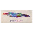 thumbnail image 1 of Jamaican Kitchen Mat, Abstract Watercolor Map of Jamaica Psychedelic Inspirations Country Brush Effect, Plush Decorative Kitchen Mat with Non Slip Backing, 47" X 19", Multicolor, by Ambesonne, 1 of 1