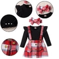 thumbnail image 2 of LYMAYTER Kids Toddler Girls Fall Winter Outfit 3PCS Infant Cotton Long Sleeves+ Strappy Skirt + Bowknot Set for 12m-3 Years, 2 of 8