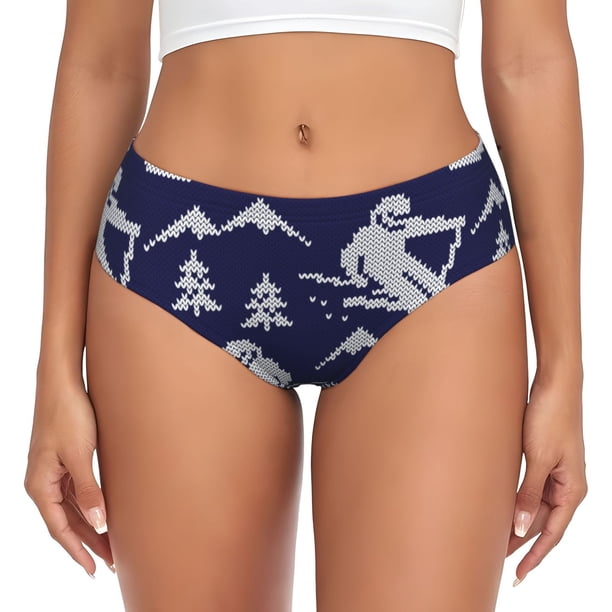 Balery Abstract Skiing Ropa Interior de Algodón para Mujer con Dibujo – Braguitas Cómodas y Elásticas, Estilo Clásico-XX-Large