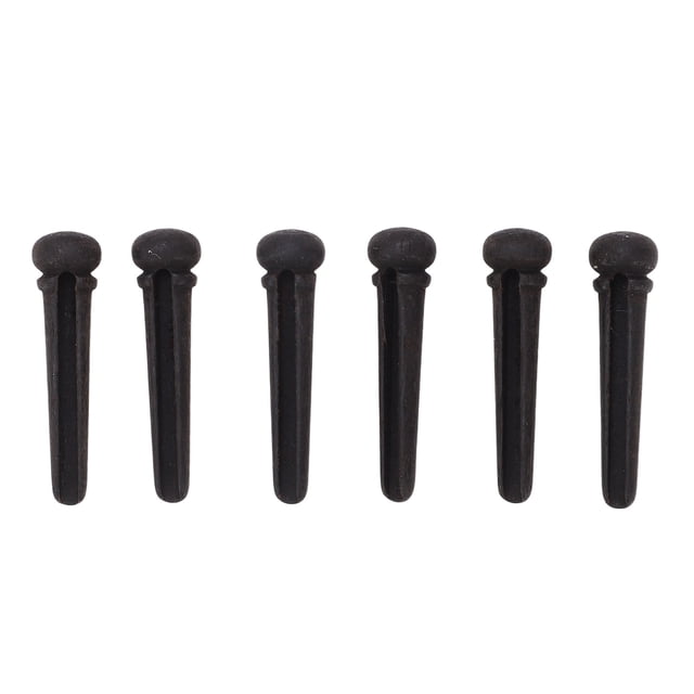 Juego de 6 pasadores de puente de guitarra de ébano, delicados, simples, de larga duración, estándar, color negro