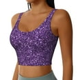 thumbnail image 2 of Daiia Purple Glitter Printed Women's Sports Bra, Breathable Activewear Bra with U-Back Design and Removable Pads, Comfortable and Supportive for Yoga, Workout-Large, 2 of 8