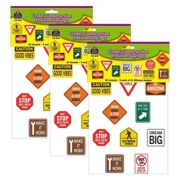 Teacher Created Resources Under Construction Positive Sayings Accents, 90 Pieces