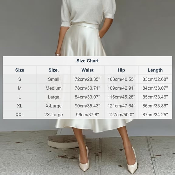 Lopecy-Sta Midi Skirt for Women High Waisted Satin Elegant A-Line Flowy Silk-Like Skirt with Pockets Formal Casual Skirt