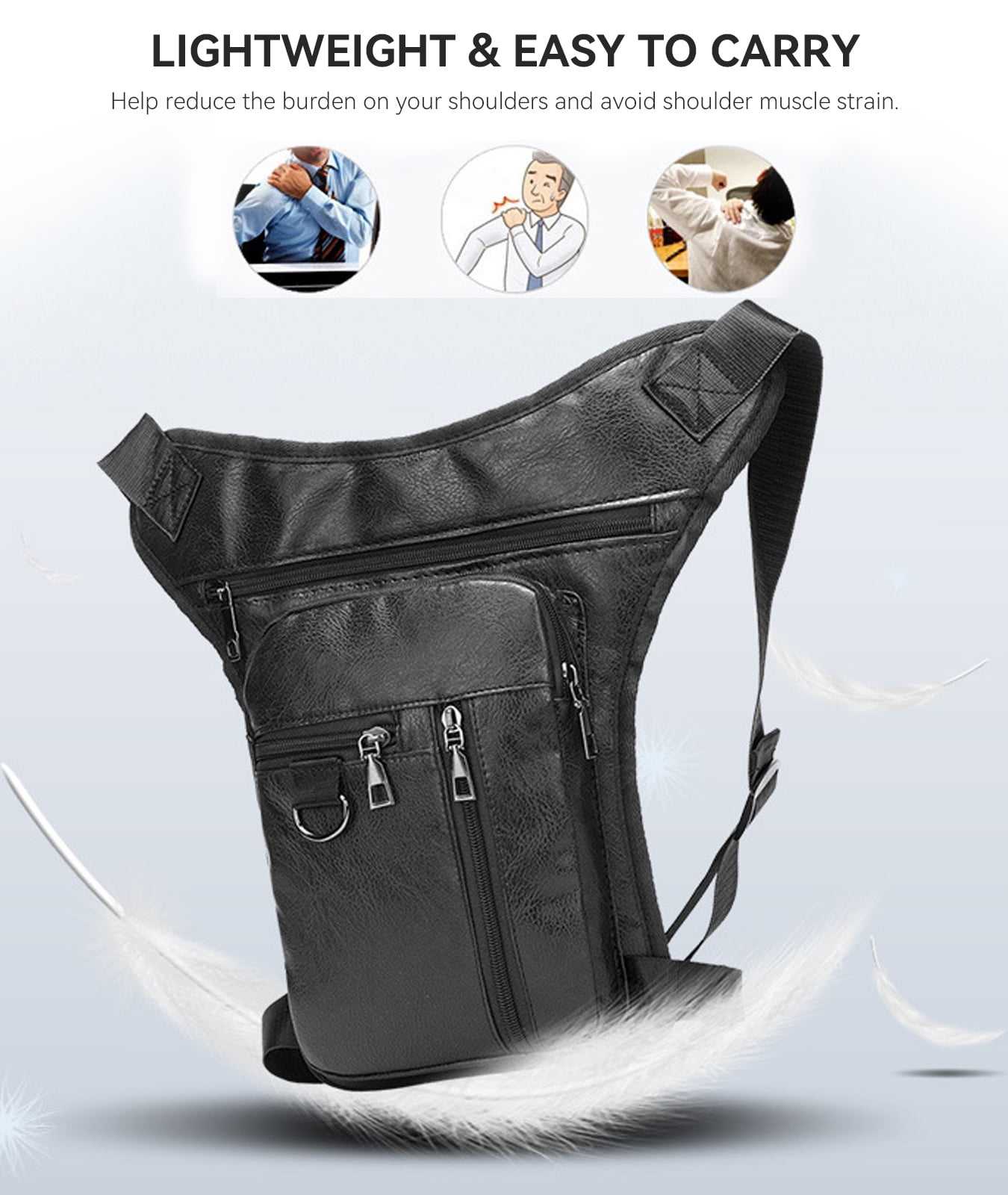 Egoelife Leather Thigh Bag for Men Motorcycle Drop Leg Bag Tactical Belt Bumbag for Multi Purpose Men’s Waist Fanny Pack for Outdoor Cycling Motorcycle Riding Hiking Camping