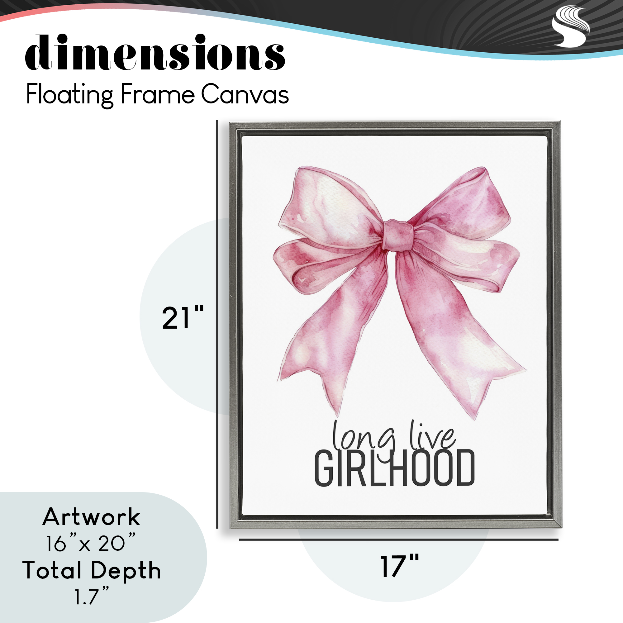 Long Live Girlhood Gray Framed Floater Canvas Wall Art, design by Kim Allen