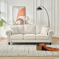 thumbnail image 3 of Chesterfield Chenille Sofa, Upholstered Cloud Couch with Rolled Arms and Nailhead Trim, 3+2 Seater Deep Seat Sofa for Living Room, Beige, 3 of 9