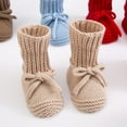 thumbnail image 4 of Cotton Knit Baby Booties First Walkers Nonslip Bottom And Adjustable Bowknot Tie Laces Detail For Infant Boys Girls, 4 of 9