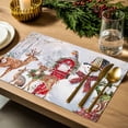 thumbnail image 4 of Christmas Placemats Set of 4, Snowman Cheritams Balls Place Mats Deer Bird Red Berry Placemat Table Decoration for Kitchen Table Dinner Xmas Holiday Party Home Decor Indoor Outdoor 13x19 Inch, 4 of 9
