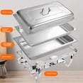 thumbnail image 4 of Rectangle Chafing Dish Buffet Set, Catering Serve Chafer Stainless Steel Large Capacity  for Big Parties, 4 of 7