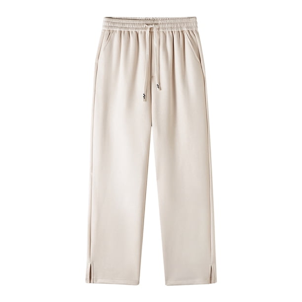 Pantalones de hombre de longitud completa, color liso, cintura elástica, bolsillo recto, pantalones de celebridad finos, pantalones de hombre