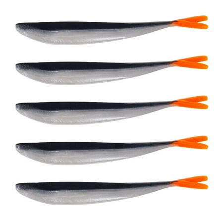 5 Pcs Soft Fish Baits Split Tail Natural Swimming Style Mini Size Strong Temptation Reusable Outdoor Fishing Swimbait Angling Lures