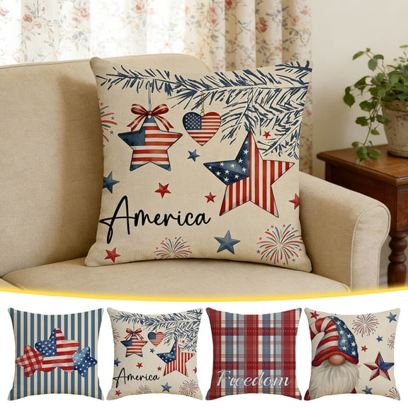 USA 250th Anniversary Throw Pillow Cover, Independence Day Patriotic Pillowcase for Couch, Sofa, Bed, Home Living Room Decor, No Pillow Core Included for Anniversary Holiday Decoration, 18*18in, E