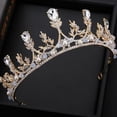 thumbnail image 3 of Durable Golden Alloy Rhinestone Tiara for Wedding Hair Decor with Reliable Quality and Stylish Design 6.5 Inches, 3 of 8