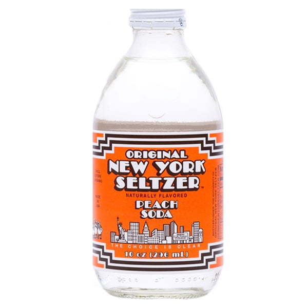 Original New York Seltzer Peach Soda 10 oz Glass Bottles Pack of 12